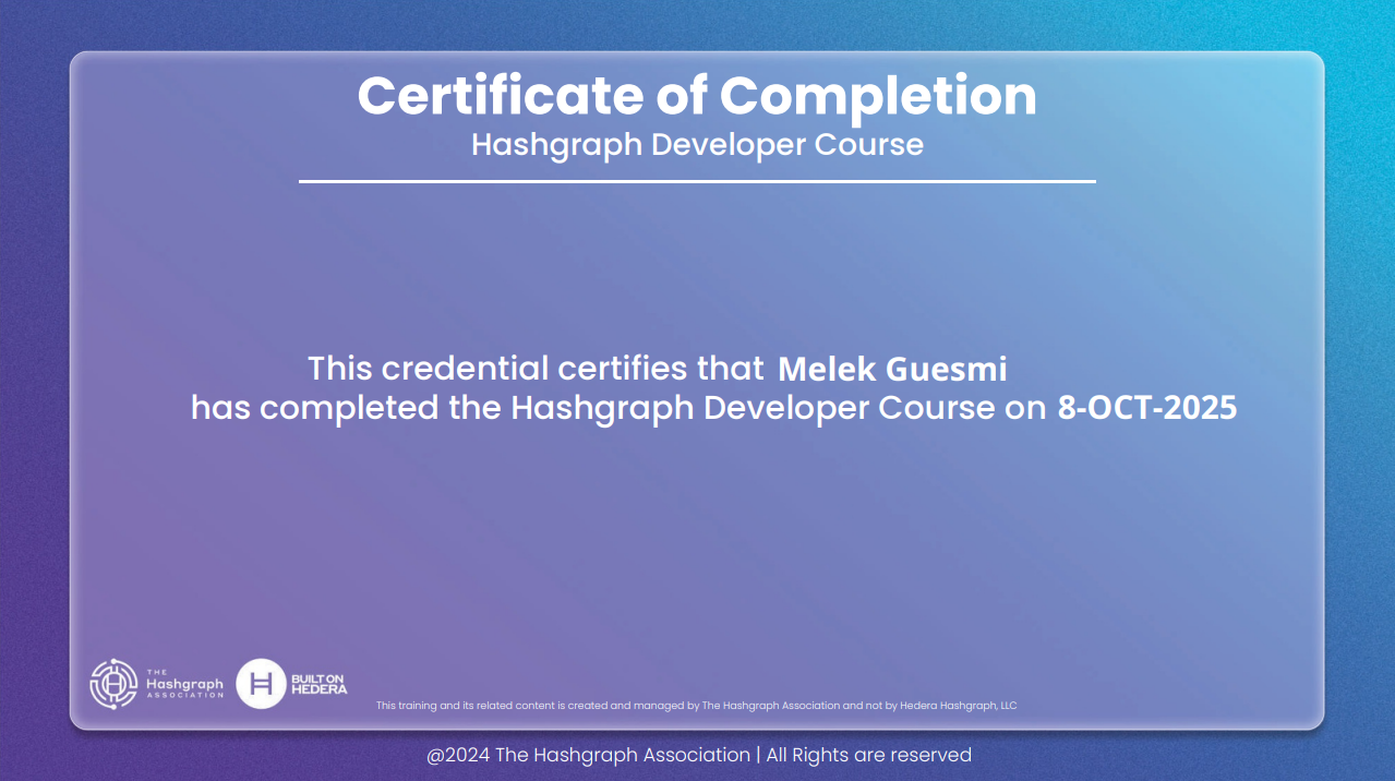 Hashgraph Developer Certificate