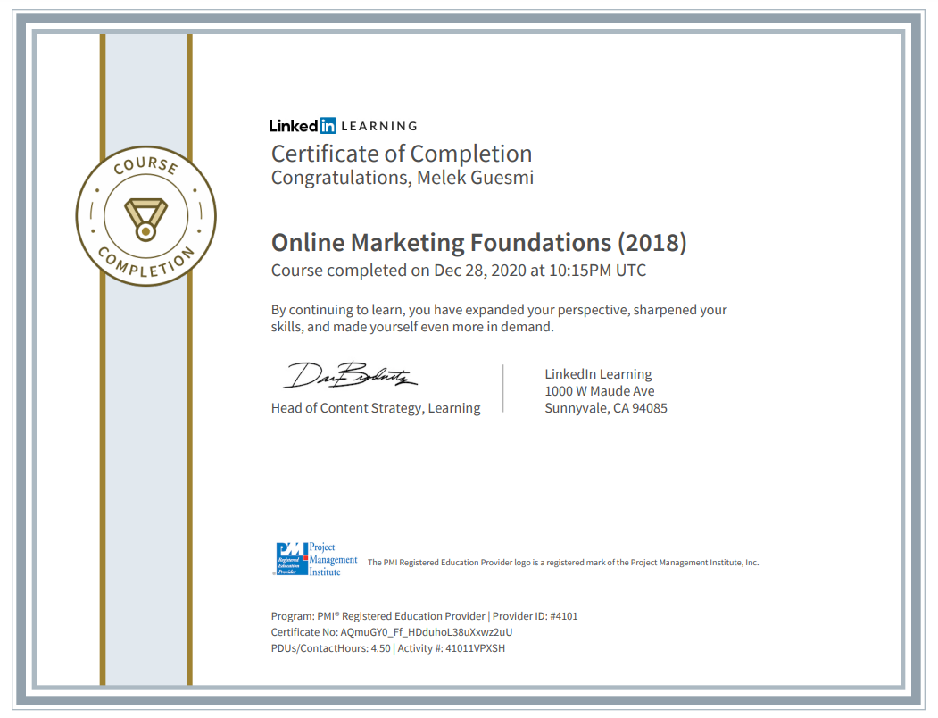Online Marketing Foundations Certificate